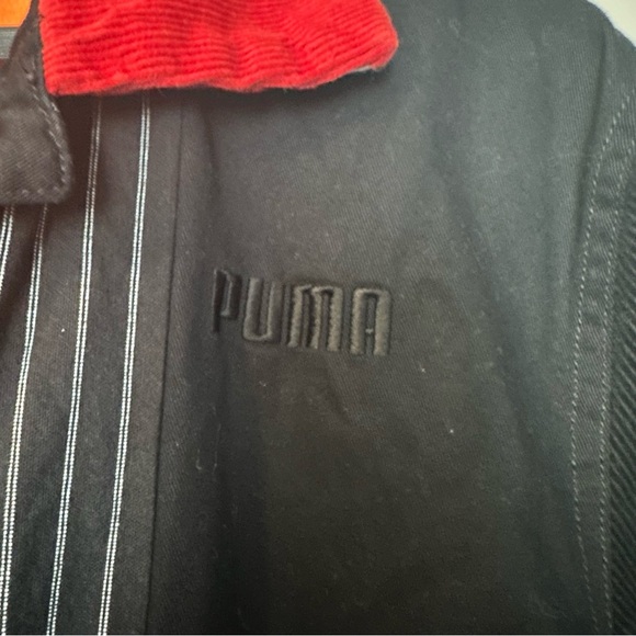 Puma Black Corduroy Patch Jacket with Red Collar and Striped Accents Size Small - Picture 4 of 4